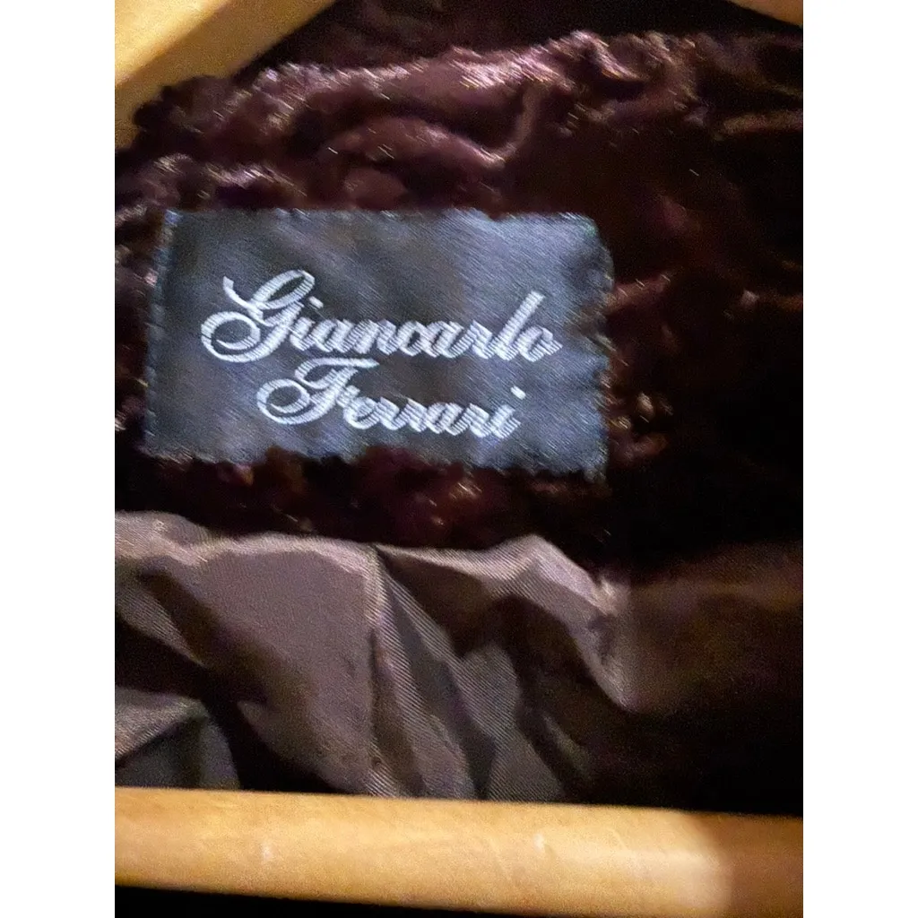 Giancarlo Ferrari Jacket Womens 12 Brown Textured Faux Fur Full Zip Lined - Image 4