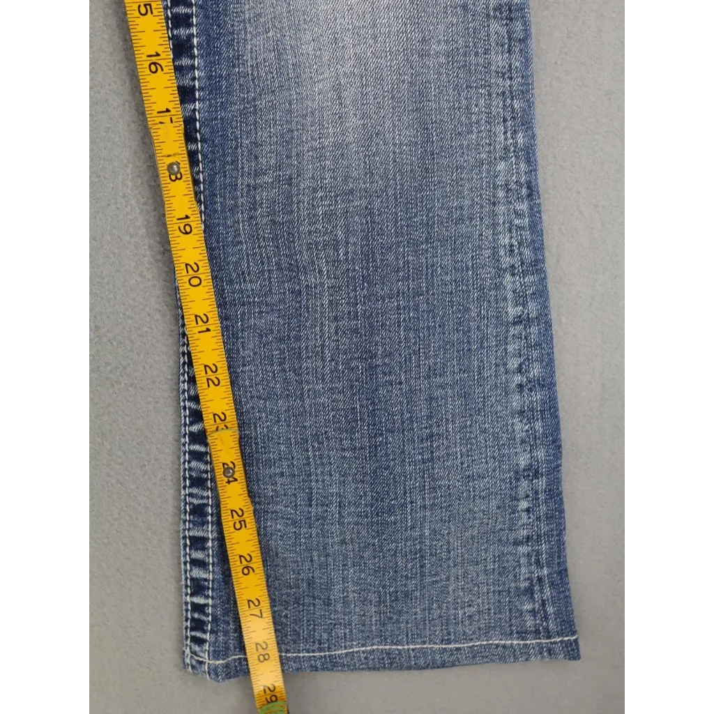 Miss Me Womens Mid‎ Rise Boot Jeans 29x28.5 Rhinestone Embroidery Denim Cross - Image 10