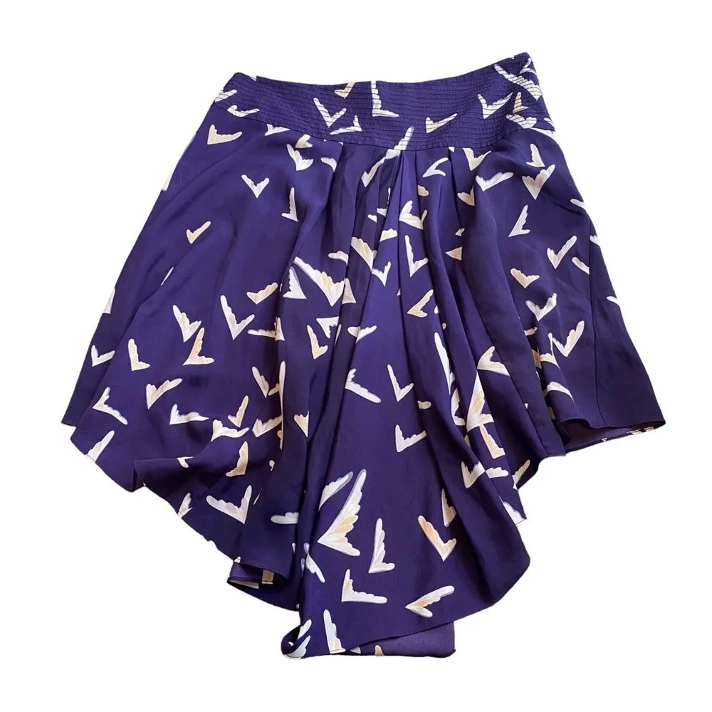 Anthropologie Leifsdottir Women’s‎ 6 Asymmetrical Midi Skirt Purple Floral Fairt - Image 3