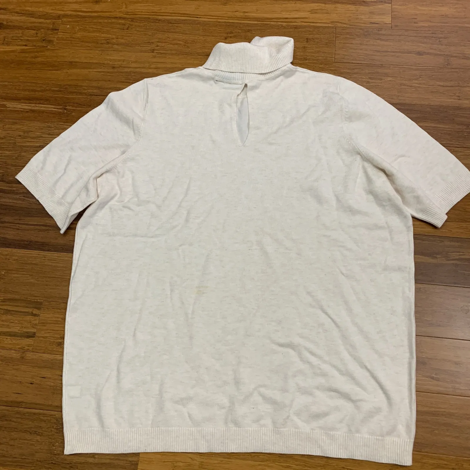 Lane Bryant Turtleneck Top Womens Size 26 Cream Short‎ Sleeve Knit Keyhole Back - Image 4