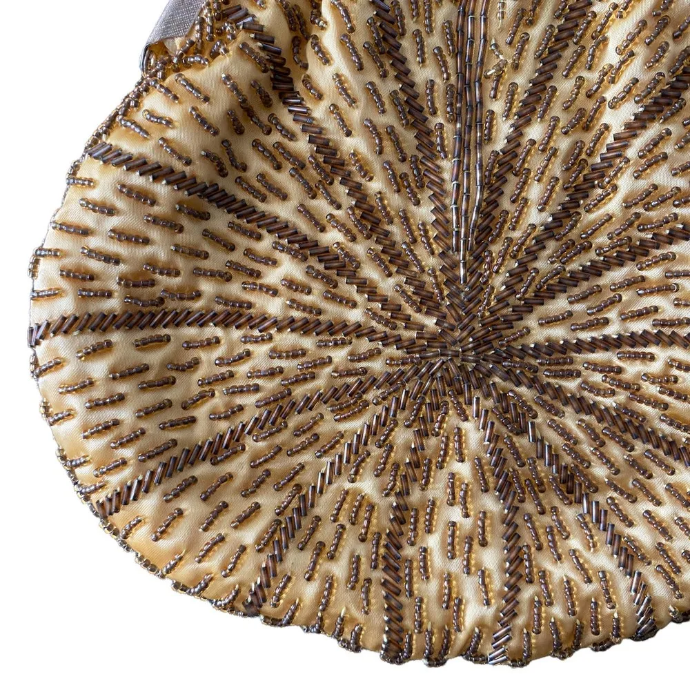 Mister Ernest Vintage Cream Gold Beaded Coin Purse Handbag Mini Bag - Image 2