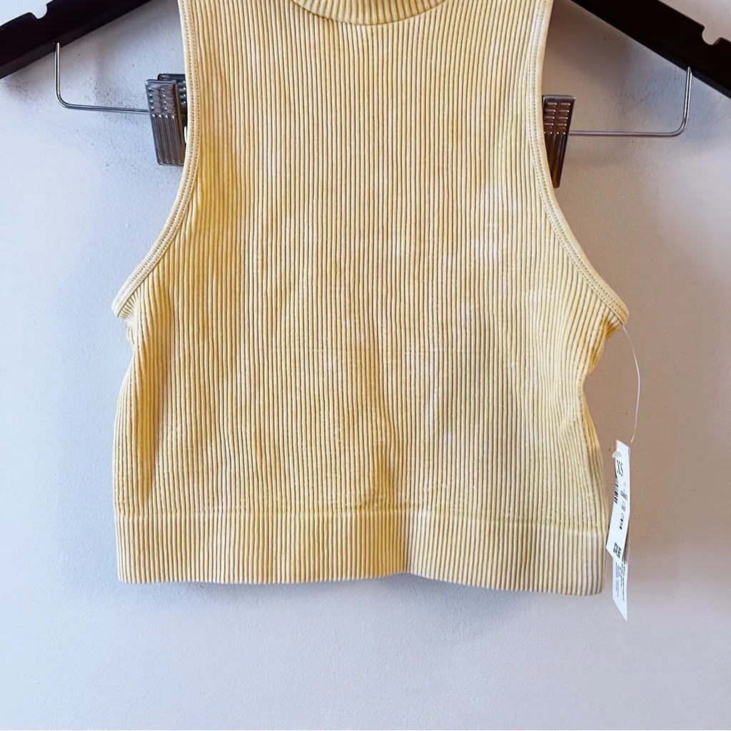 Aeropostale Yellow Acid Wash Ribbed Seriously Soft Tank Top Mock Neck XS NEW - Image 3
