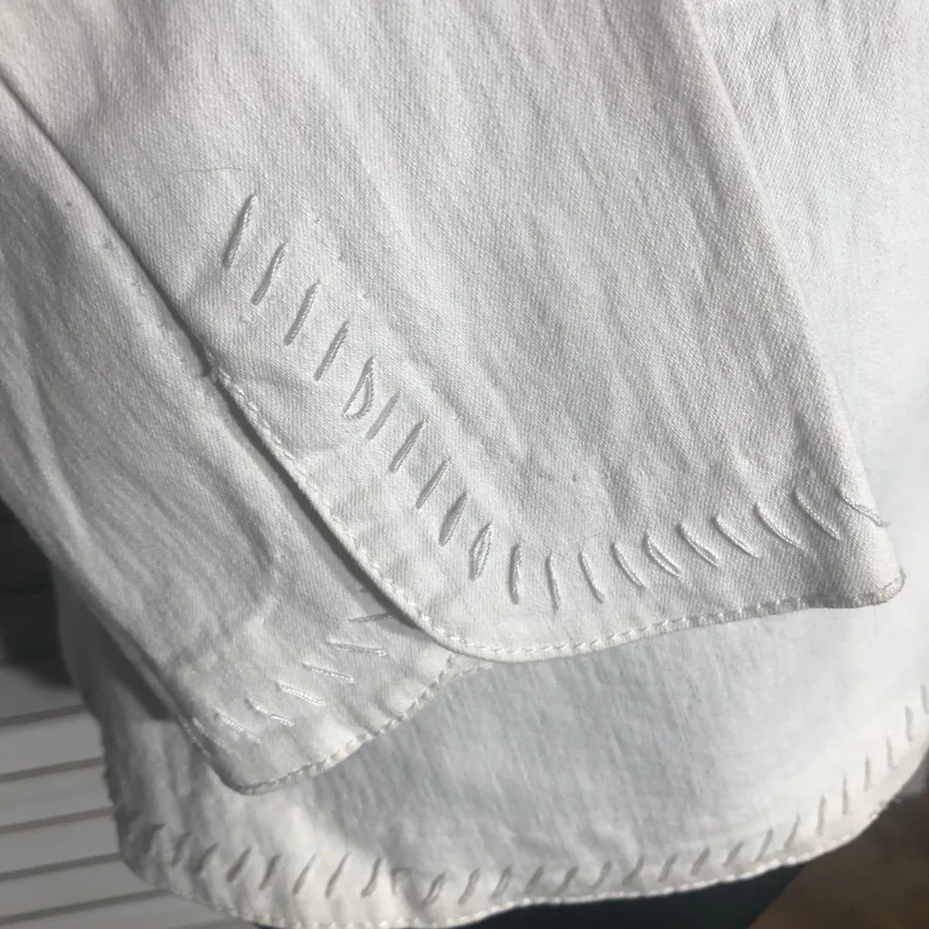 Apostrophe Embroidered Blazer Button Front Cotton Blend Cream Off White sz 2 - Image 15