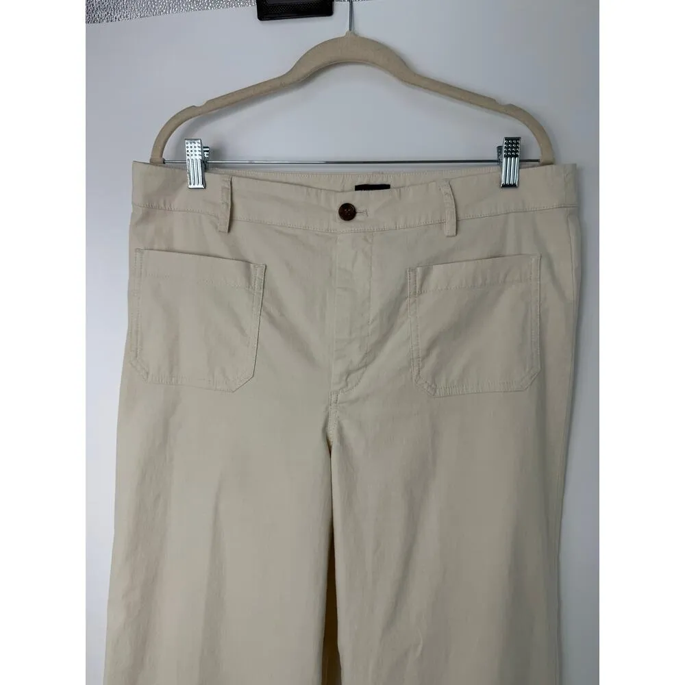 J.Crew Factory Linen Blend Pants Women 32/14 Beige Wide Leg Relaxed Coastal - Image 4