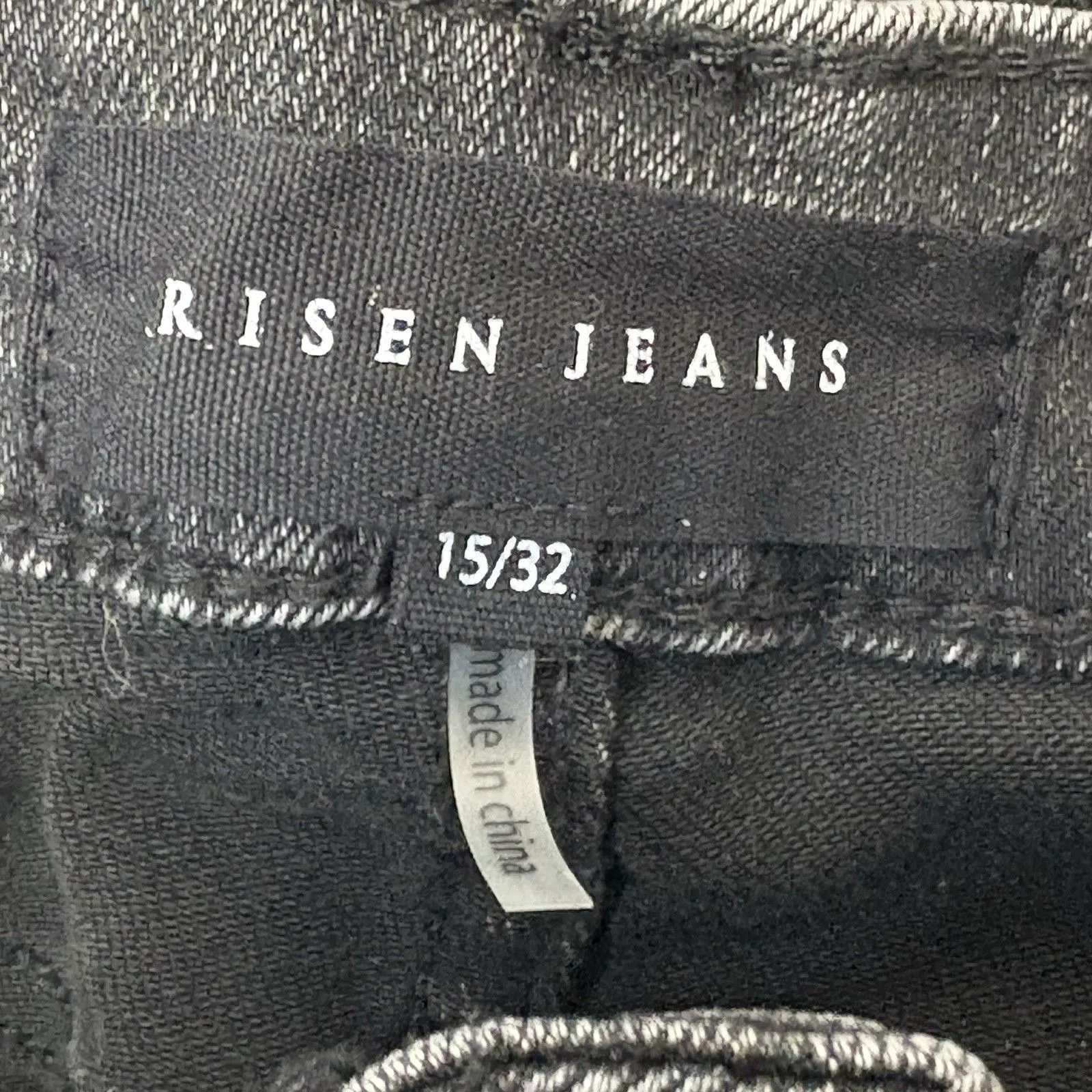 Risen Women's High Rise Distressed Raw Hem Flare Jeans 32/15 NWT Black Size undefined - Image 8