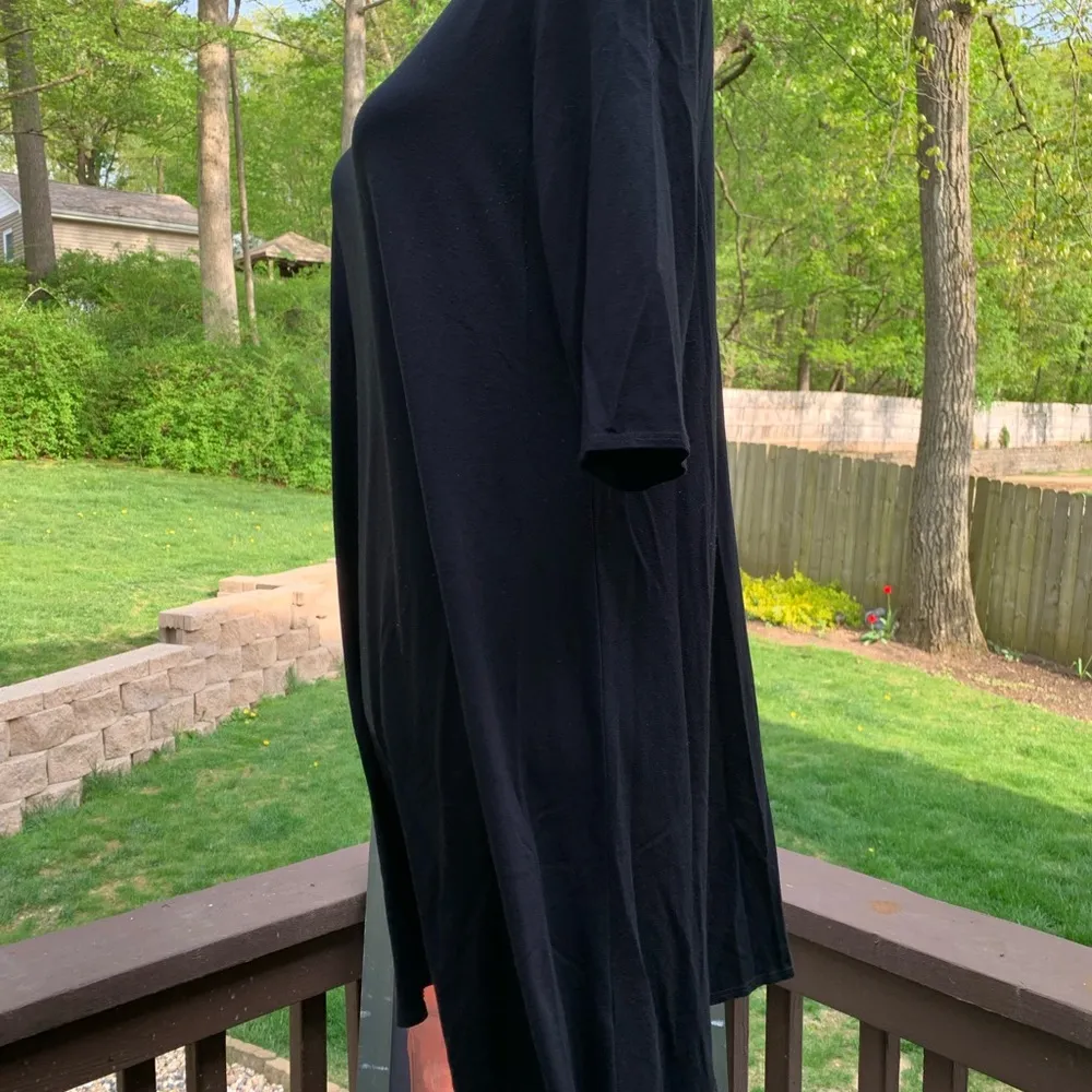 Eileen Fisher M Medium Black Round Neck Elbow Sleeves Tunic Dress - Image 3