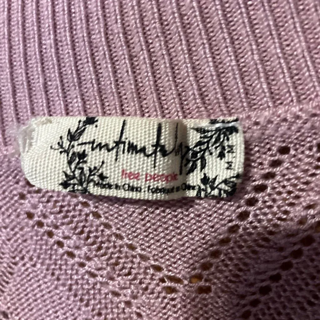 Intimately free people blush pink lace ribbed sleeveless bodysuit M #759 - Image 4