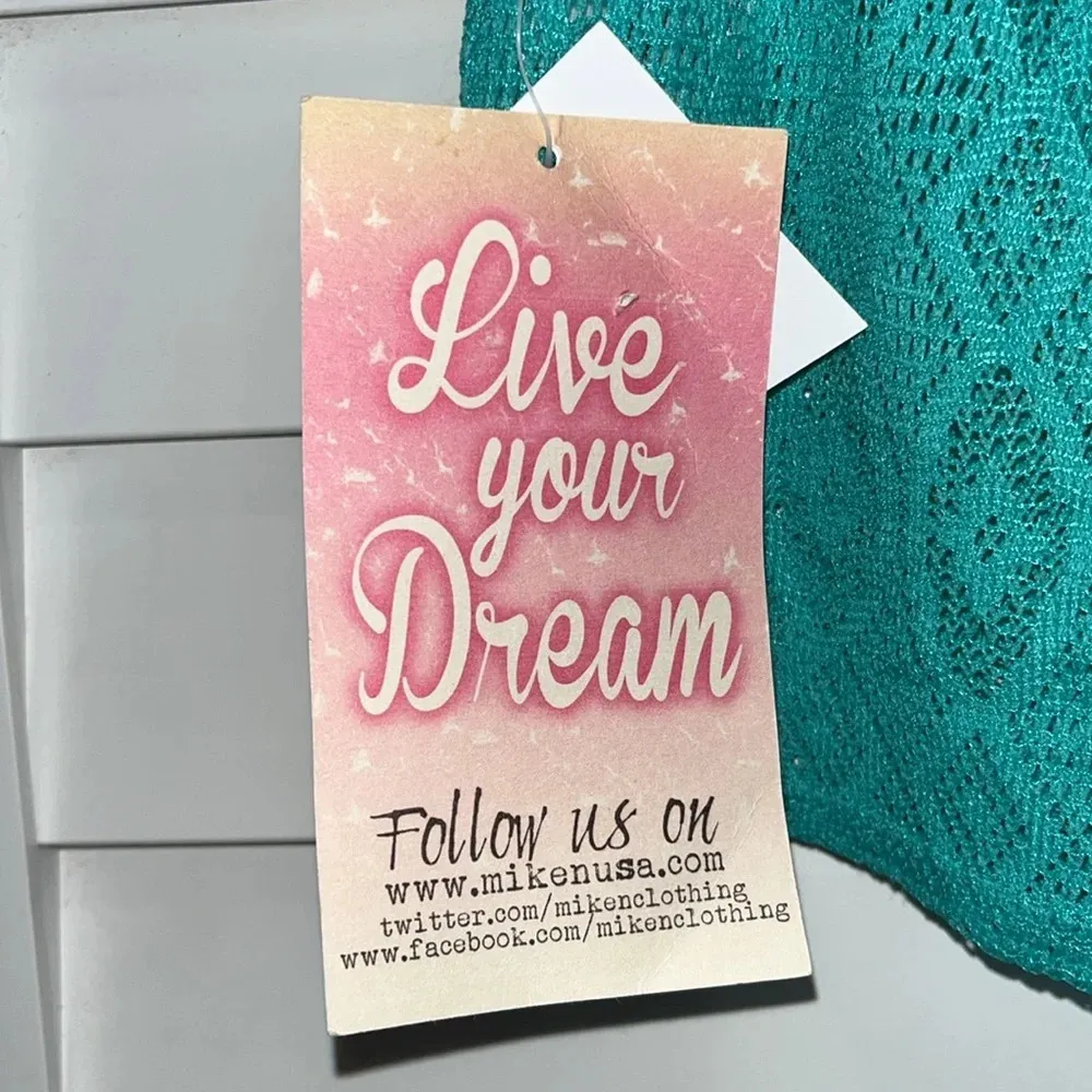 NWT crochet beach shorts lightweight see through teal swim cover up medium Blue - Image 4