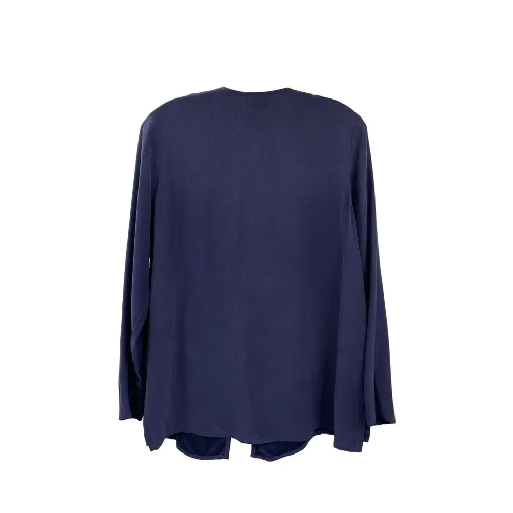 Eileen Fisher Cardigan Womens PS Petites Used Blue 100% Silk - Image 2