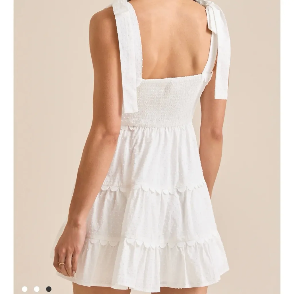 Altar’d State Ava Clip Dot Dainty Bow Fit Flare Mini Dress White Large New - Image 4