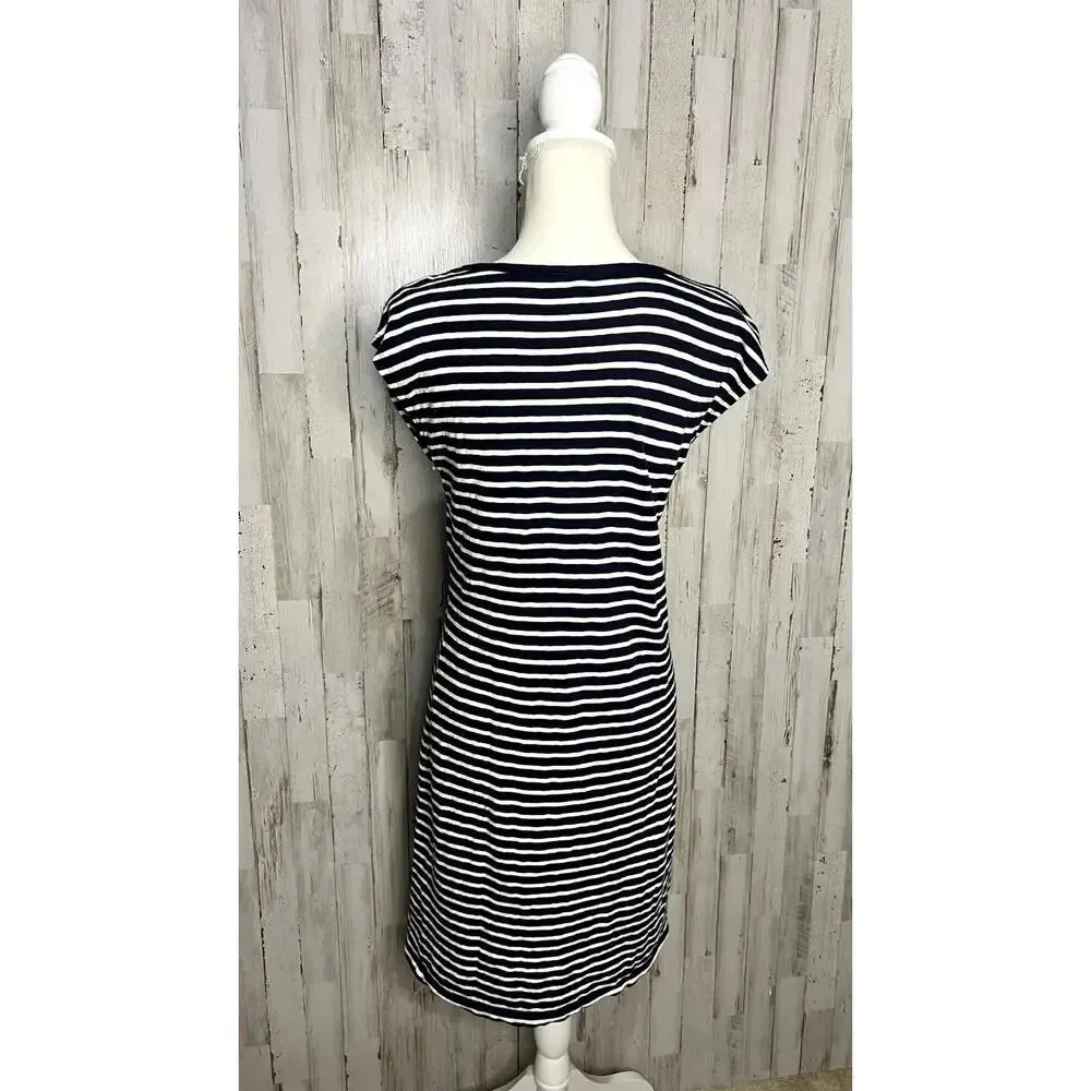 Talbots Petite Women's Size Small Striped T-Shirt‎ Dress Multicolor Short Sleeve - Image 3