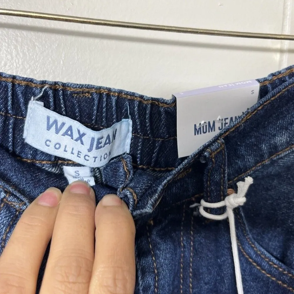 WAX Jeans Distressed Mom Jeans Dark Wash Size S NWT - Image 6