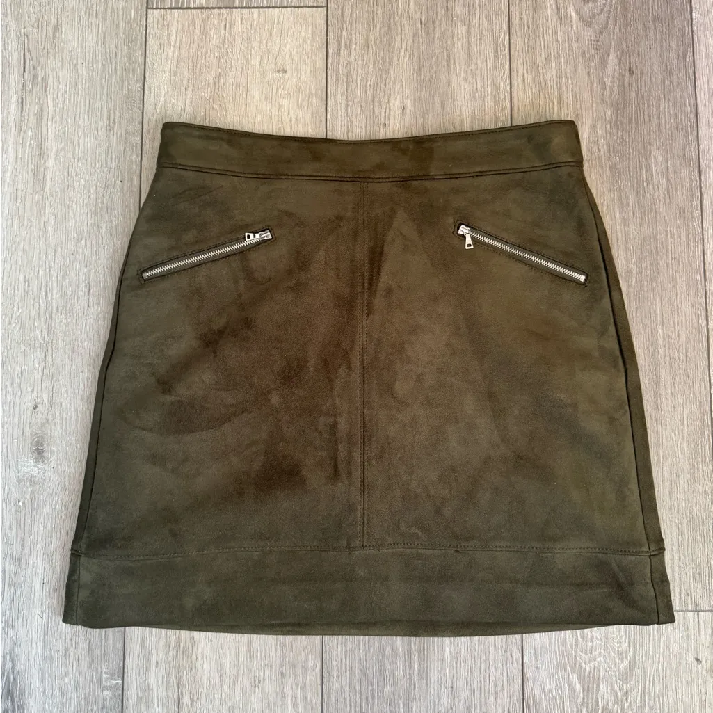 Ann Taylor LOFT Olive Green Suede Skirt - Image 2