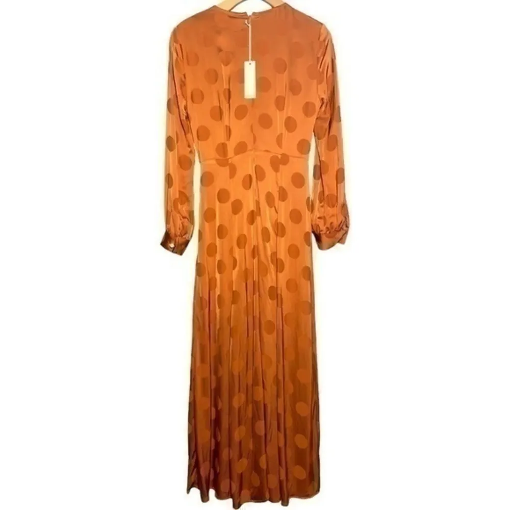 Capulet Women’s Size XS Rust Burnt Orange Evelyn Deep V Polka Dot Dress - Image 9