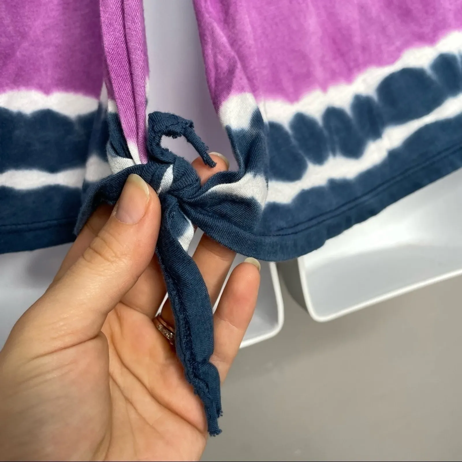 SOLOW Tie Dye Tank Top Womens Small Summer Boho Hippie Coastal Nautical Casual Blue - Image 6