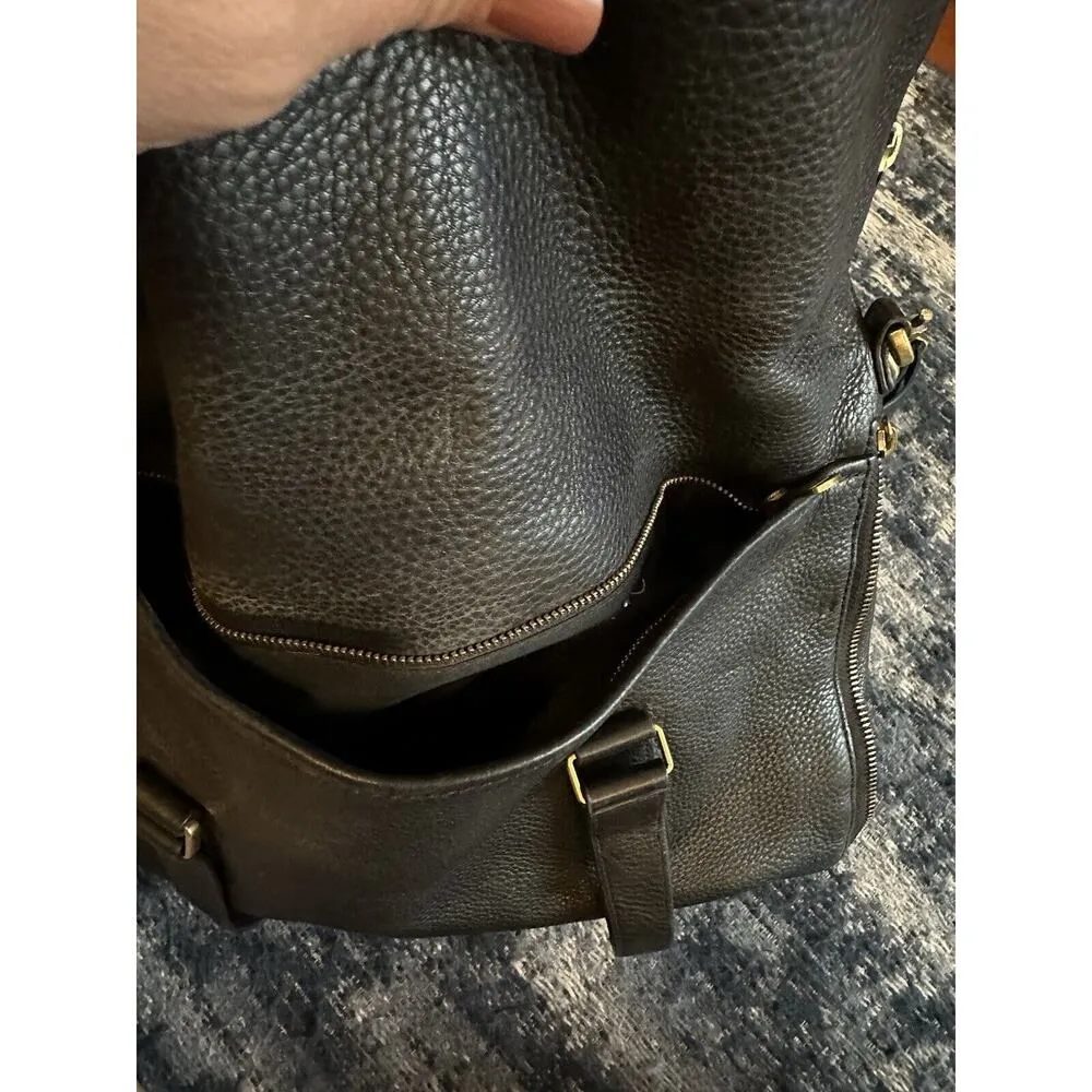 Fossil Vintage Shoulder Bag Black Leather Long Shoulder Strap Pockets Expandable - Image 11