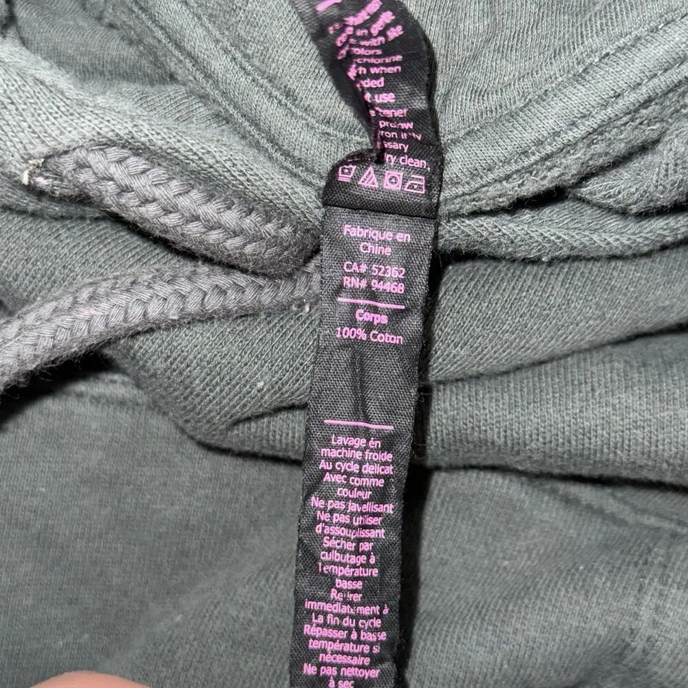 Betsey Johnson Embroidered Floral Cropped Hoodie – Women’s XS Faded Black Gray - Image 6