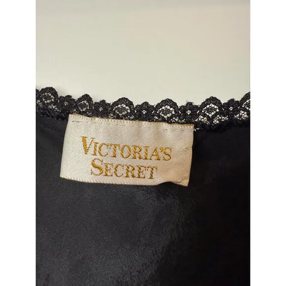 Vintage Victoria’s Secret Gold‎ Label Black Lace Curve-Hem Slip Dress S - Image 6