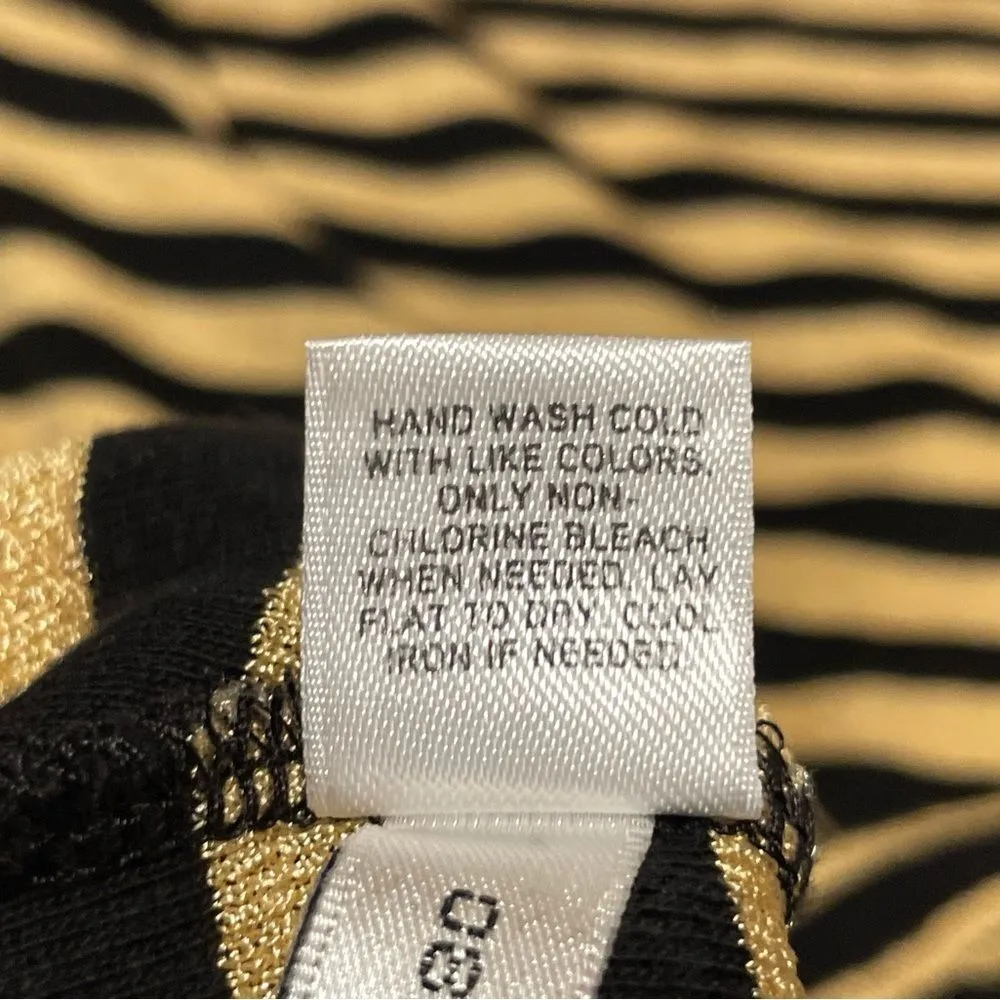 Express Stretch Bodycon Long Sleeve Scoop Neck Knit Tunic Black‎ & Gold Medium - Image 8