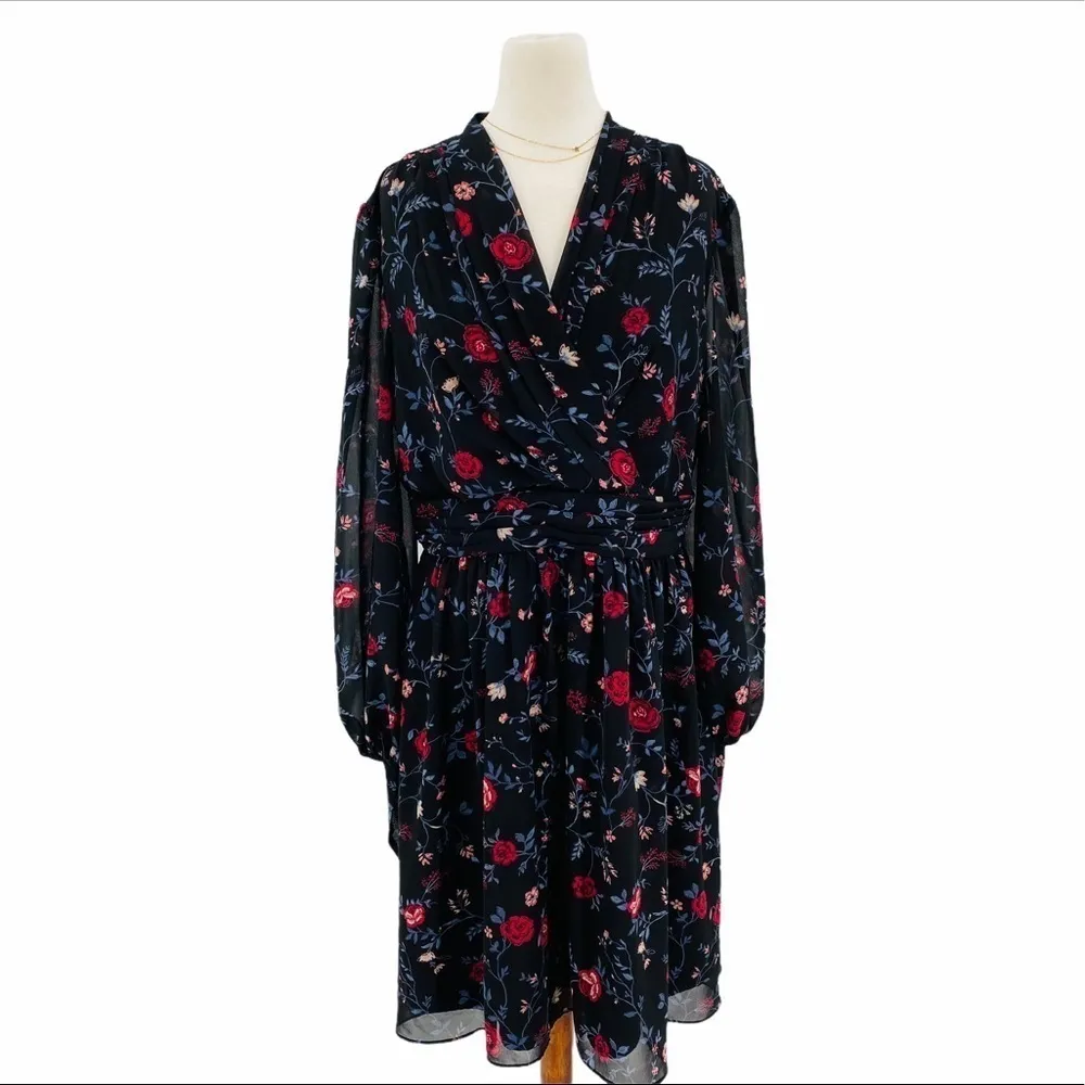 GAL MEETS GLAM Smocked Fit & Flare Silhouette Floral Dress Size 10 NEW - Image 4