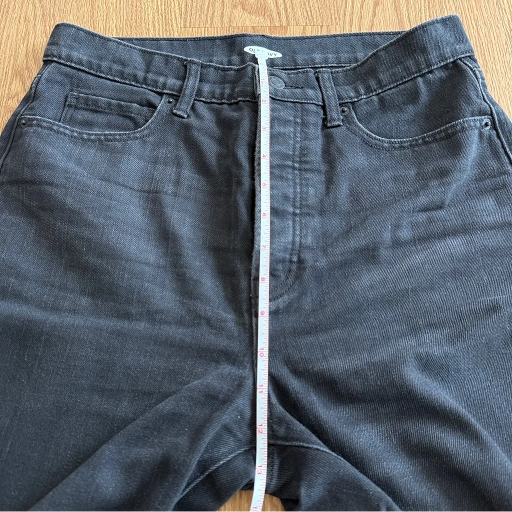 Extra High-Waisted Sky-Hi Straight Hidden Button-Fly Rigid Black Jeans Women Sz8 - Image 6