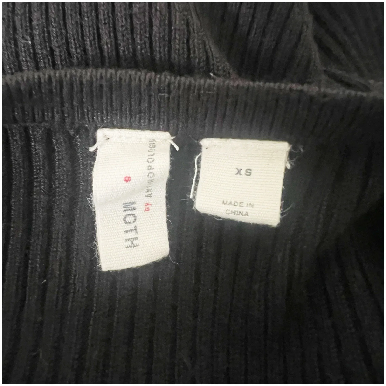 Moth By Anthropologie Short Sleeve Ribbed Sweater Black Size XS Goth Minimalist - Image 7