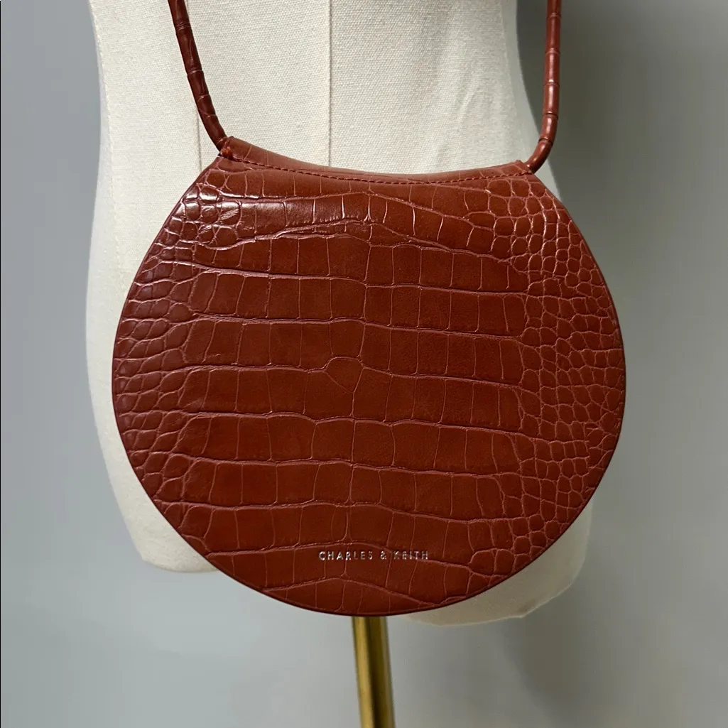 CHARLES & KEITH Semi Circle Croc-Effect Crossbody Bag - Image 2