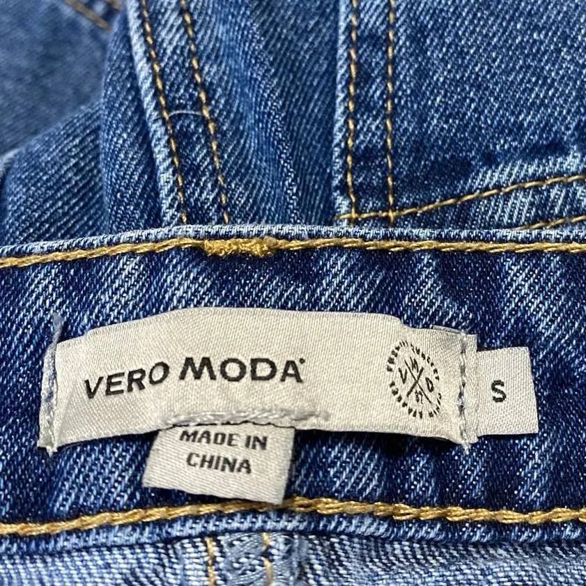 Vero Moda Women's Blue High Waisted Raw Hem Frayed Pencil Denim Jean Skirt S - Image 4