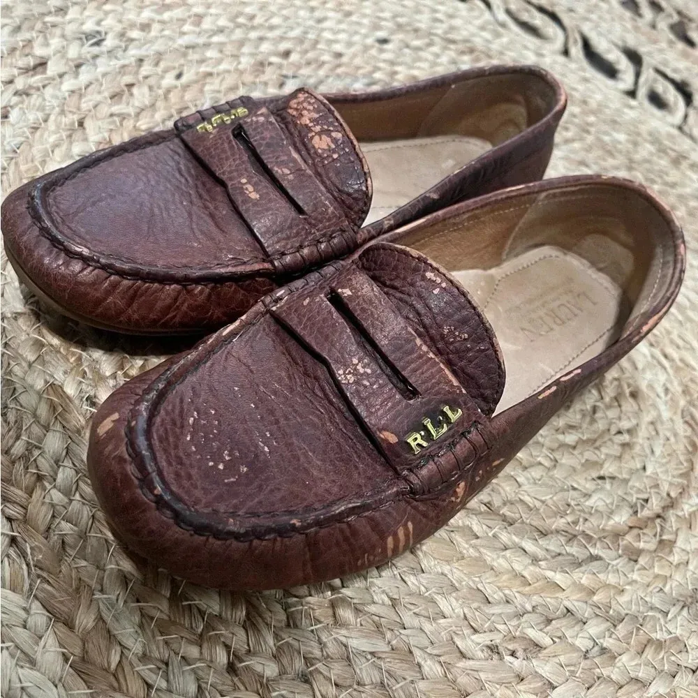 LRL Ralph Lauren Belen Penny Loafers Brown Leather Moc Round Toe Shoes 6 B - Image 2