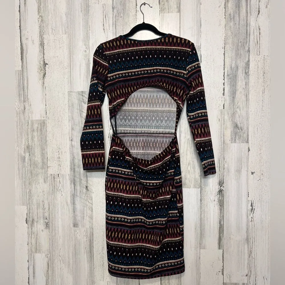 Long sleeve backless midi dress size medium Brown - Image 4