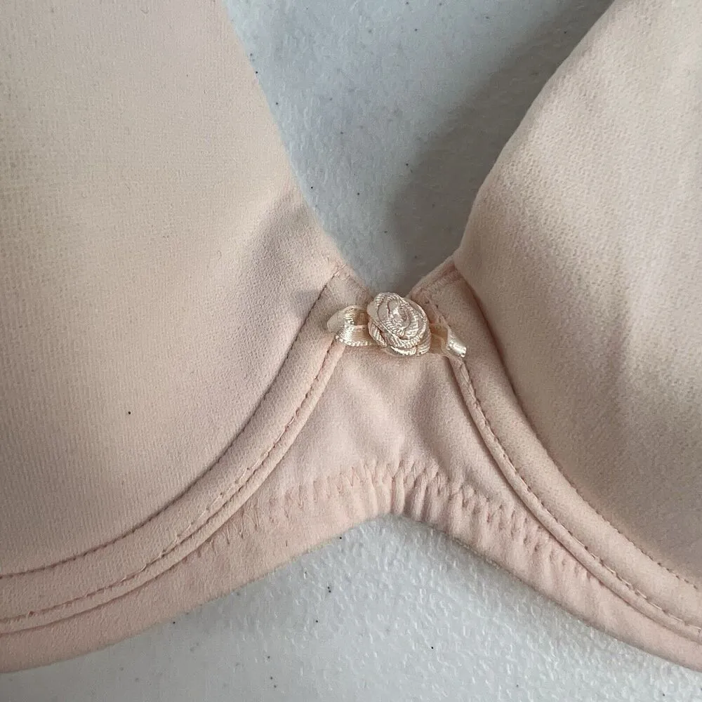 Vtg Victoria's Secret 34A Plunge Bra Underwire Adjustable Peach Demi Cup Padded - Image 3