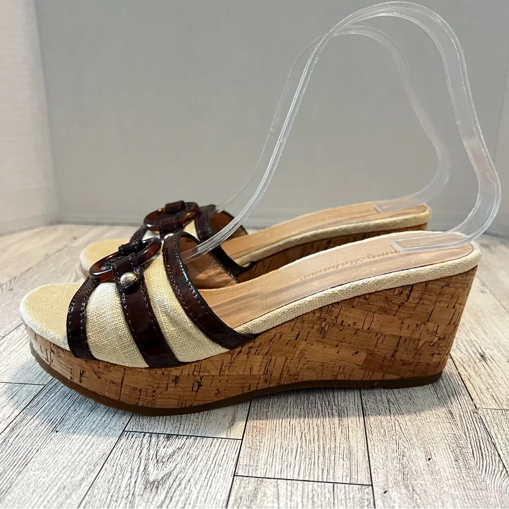 Tommy Bahama Women's Pineapple One Strap Slide Cork Wedge Sandals Size 7B - Image 4