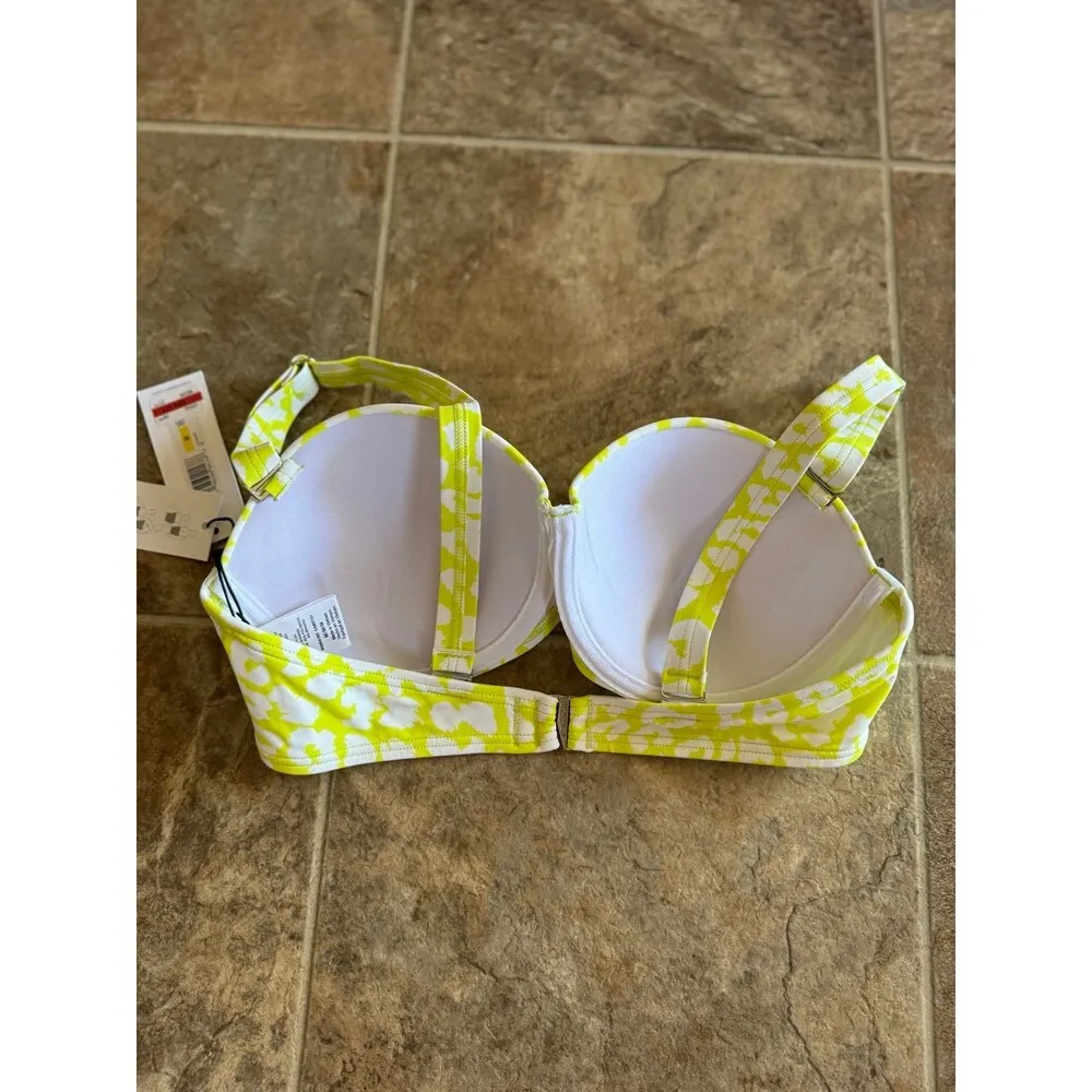 Calvin Klein Printed Underwire Bikini Size Medium Light Yellow Leopard - Image 6