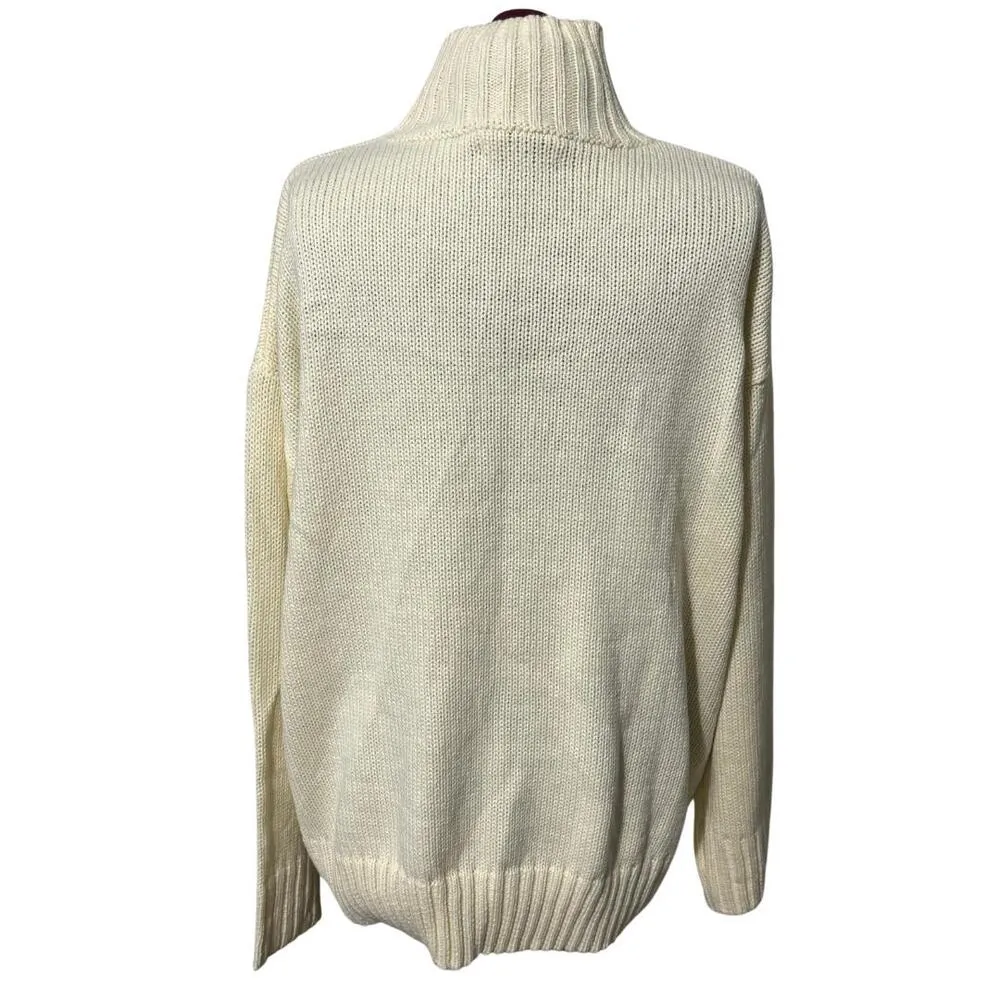 STITCHES & STRIPES Funnel Neck Long Sleeve Sweater Off White Cream Plus NWOT XXL - Image 4
