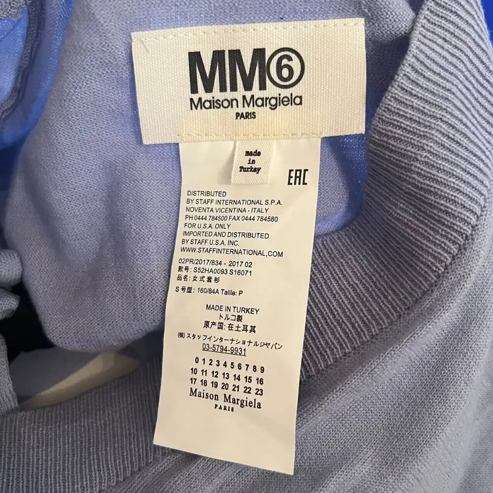 NWOT $650 Maison Margiela Women's Side Bow Wool Blend Cardigan Sweater Sz L MM6 Blue Size L - Image 3