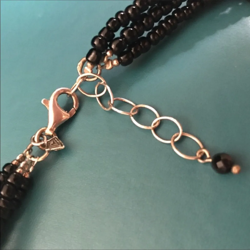 Silpada Black Glass bead necklace Three strand - Image 3