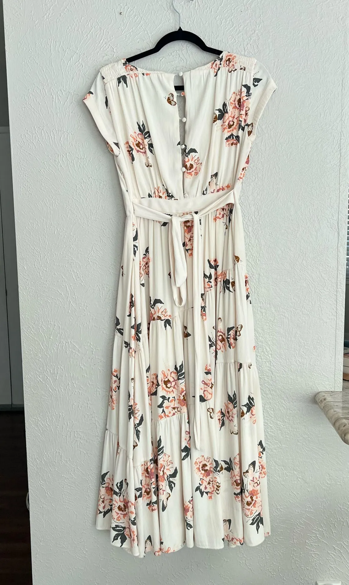 Free people All I Got white pink floral midi short sleeve belted dress 2  - Image 8