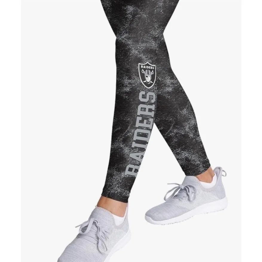 NFL Apparel Official Women's Raiders Leggings, Black/Gray, Large, NWT Black - Image 5