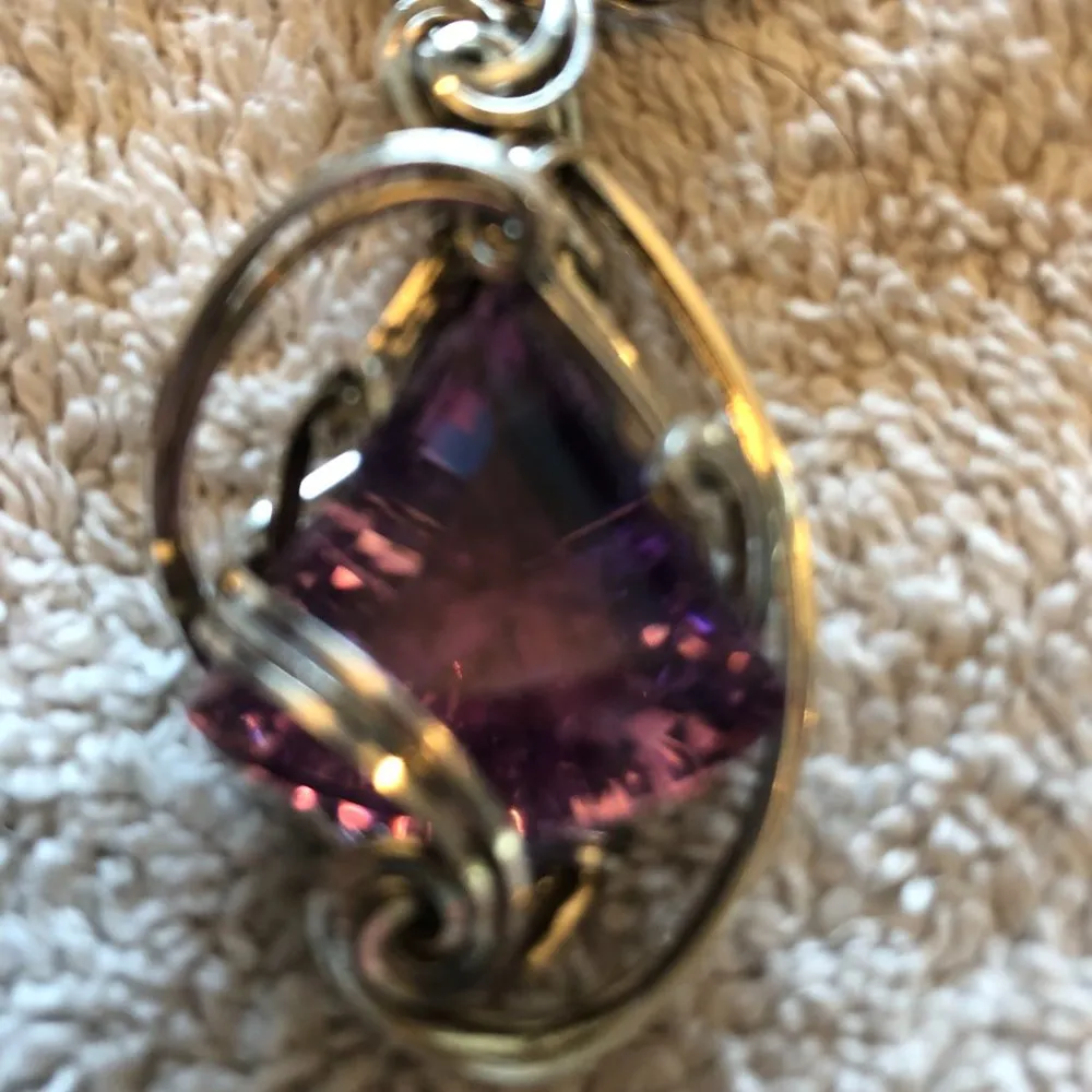 Artisan Wire Wrapped Sterling Silver Amethyst Medallion Pendant Custom Made Purple - Image 8
