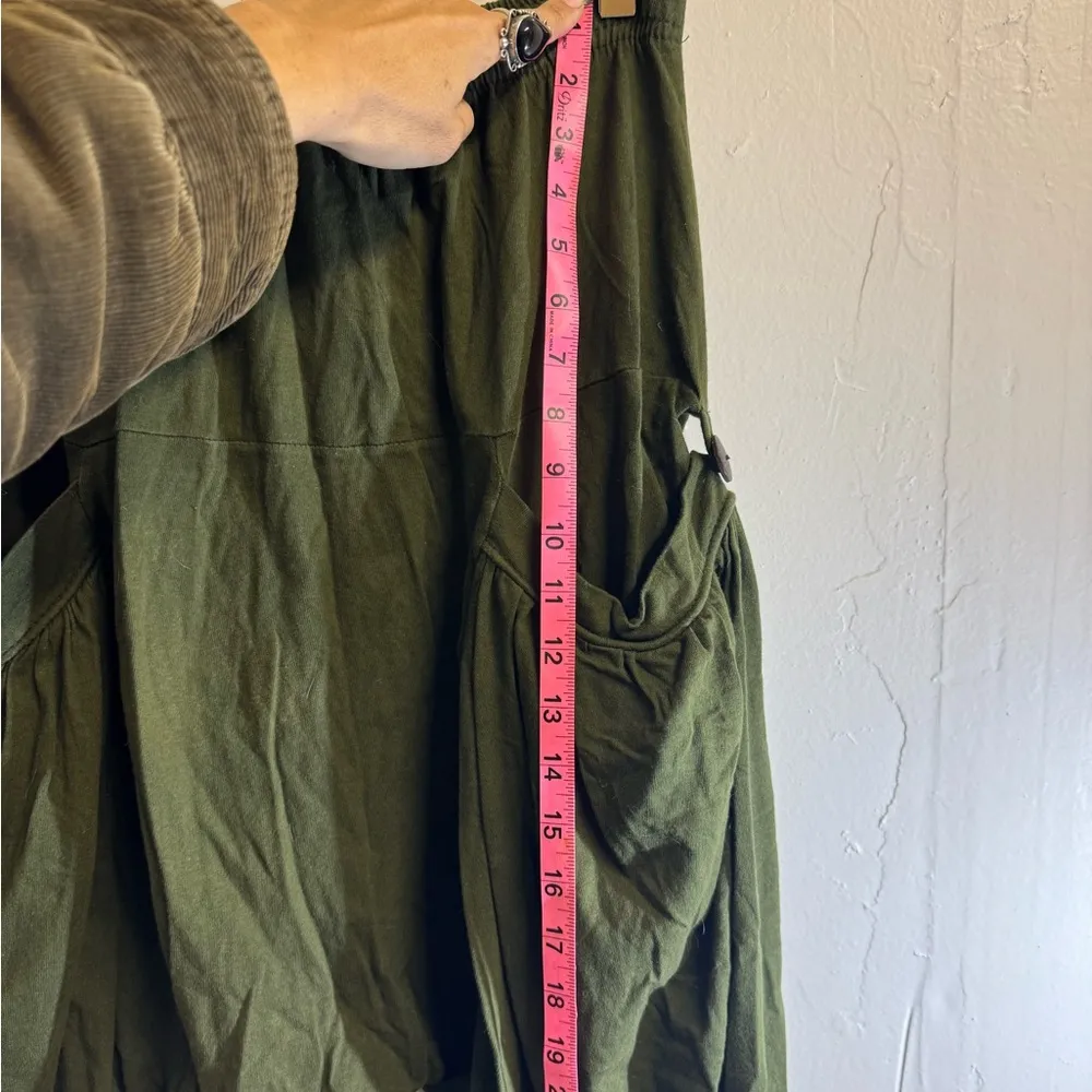 Green harem pants XS / S cotton pockets drawstring - Image 9