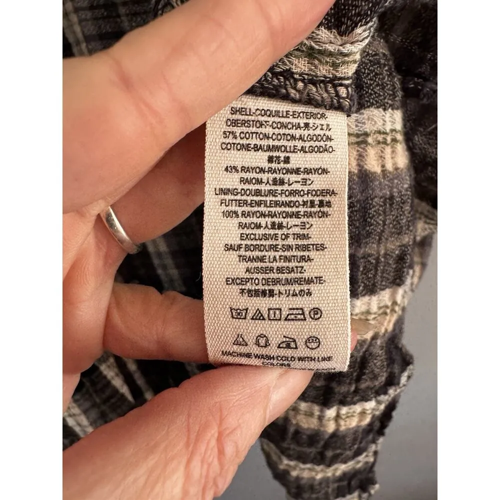 Free People Plaid Oversized Drop Hem Ballon Sleeve Peasant Dress Women’s Size XS - Image 9