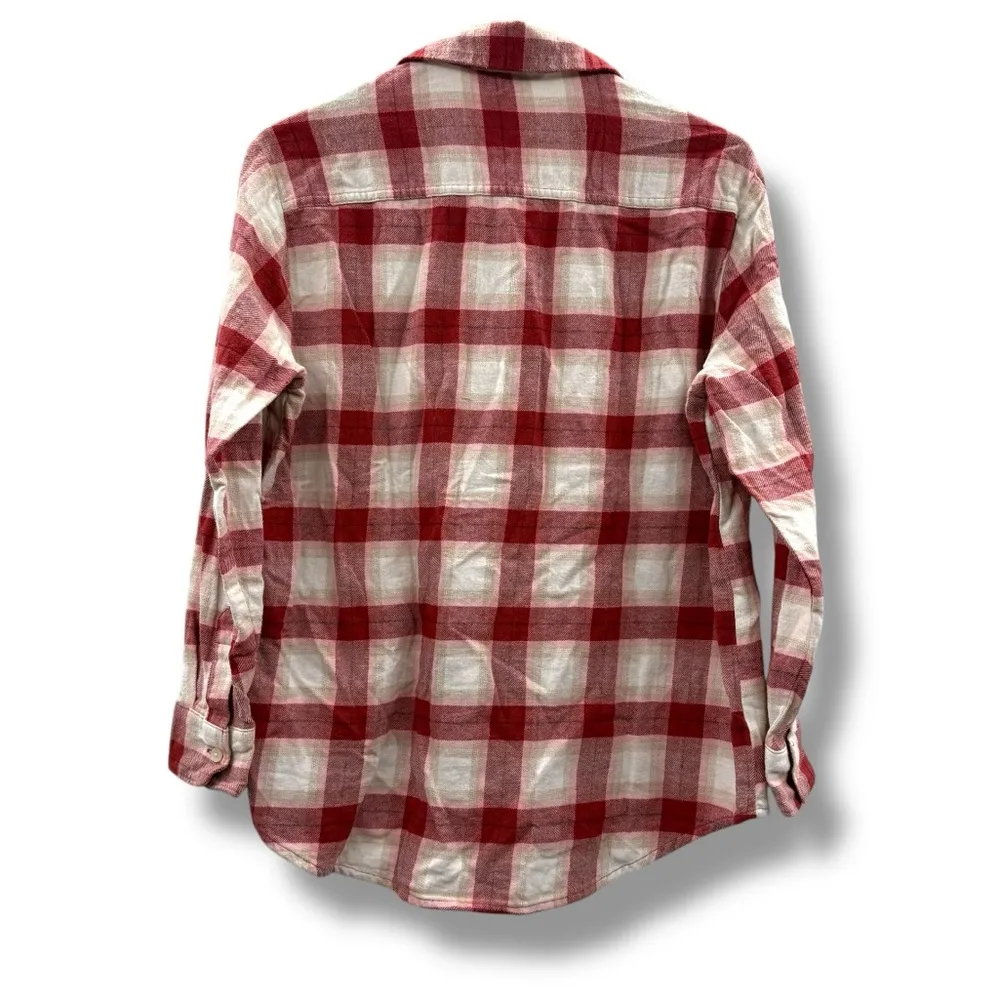 Old Navy The Boyfriend Shirt Red Cream Long Sleeve Plaid Button Front Shirt Sz S - Image 4