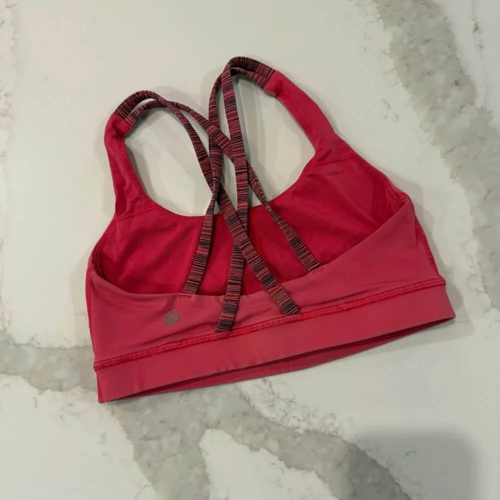 Lululemon Fuchsia Pink Energy Crossback SportsBra Womens Size 4 Running Training - Image 3