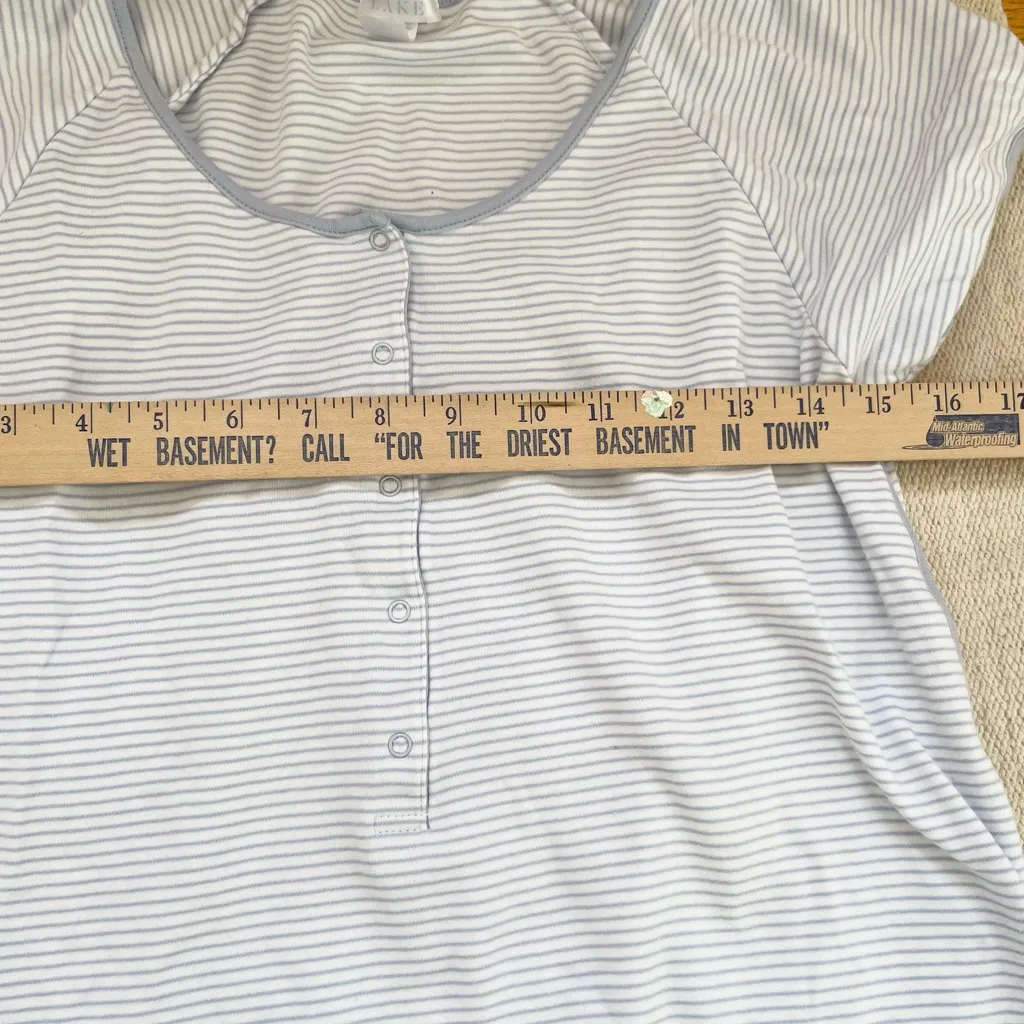 LAKE Pima Cotton Pajama Top Hydrangea Blue Striped Women’s Size Small - Image 4