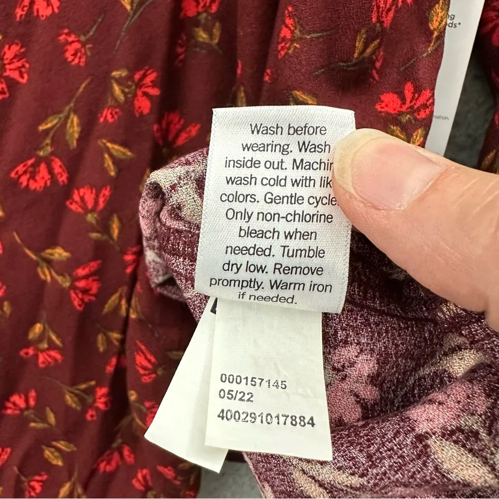 Sonoma Floral Tie Front Peasant Top Ruffle Boho Cottagecore Dark Women's XXL 2XL - Image 6