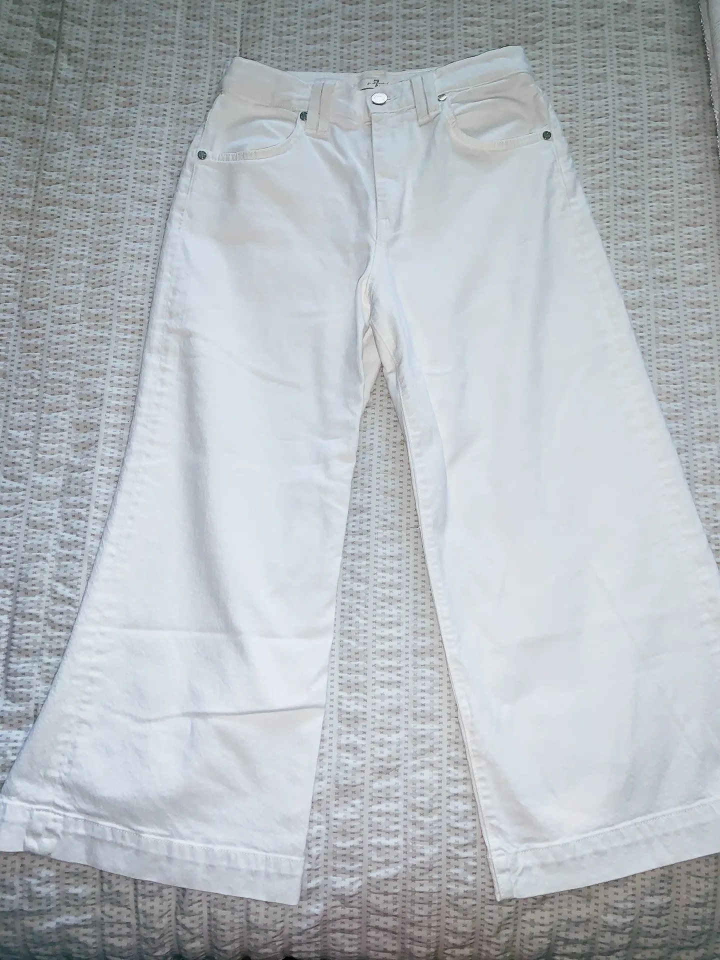 7 For All Mankind White Straight Leg Jeans - Image 5