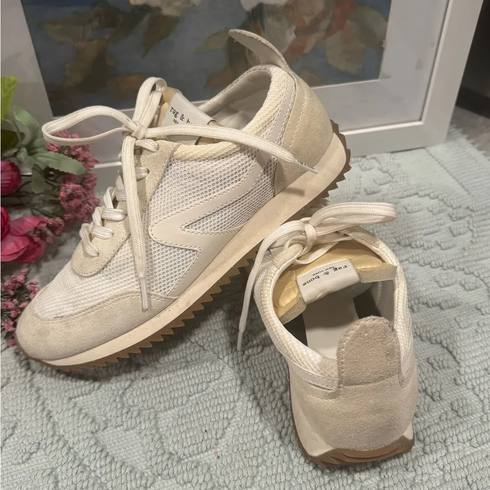Rag & Bone Mixed Leather Retro Runner Sneakers Size 8.5 - Image 3