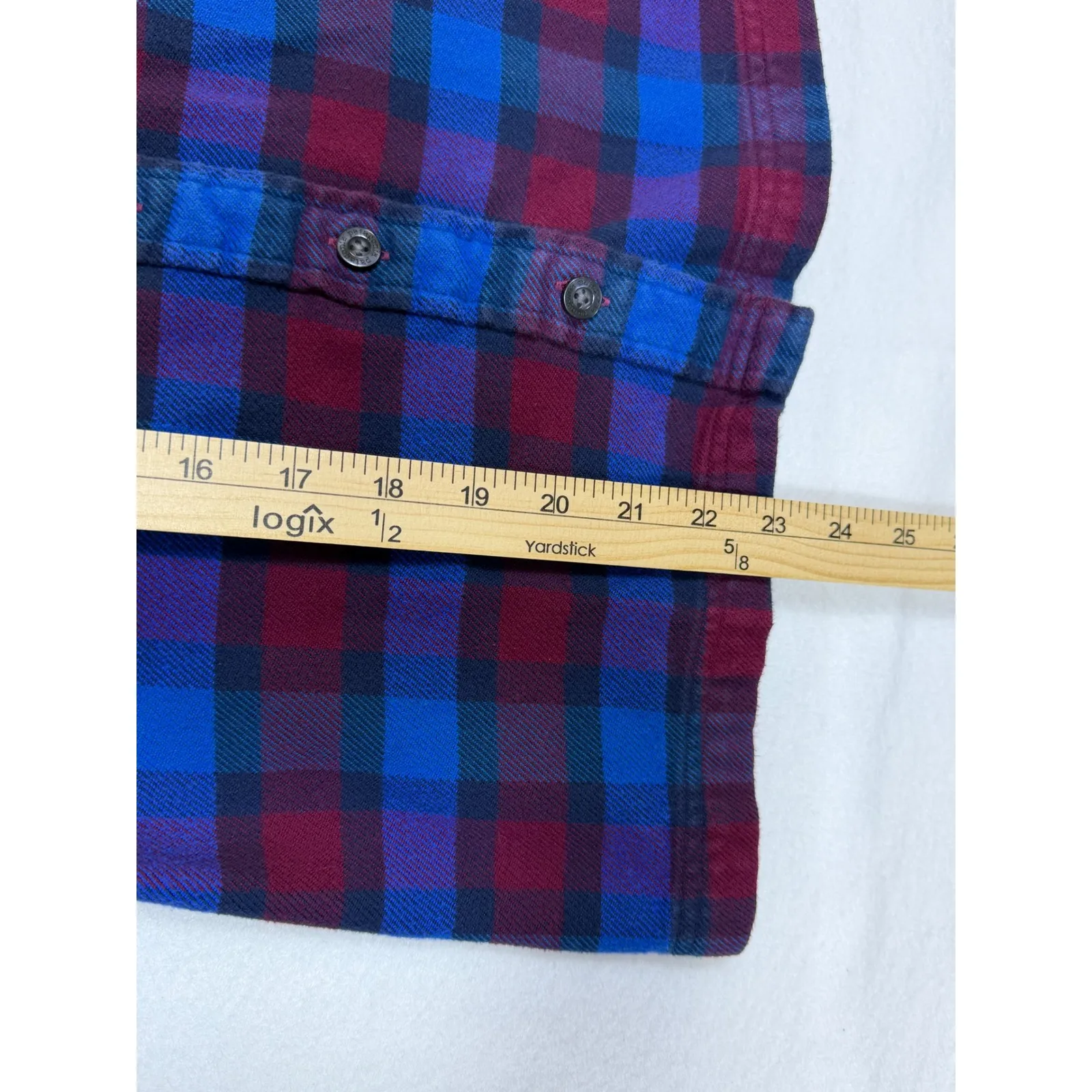 Patagonia Womens Heavy Flannel Shirt Blue Purple Plaid Organic Cotton size 4 - Image 5