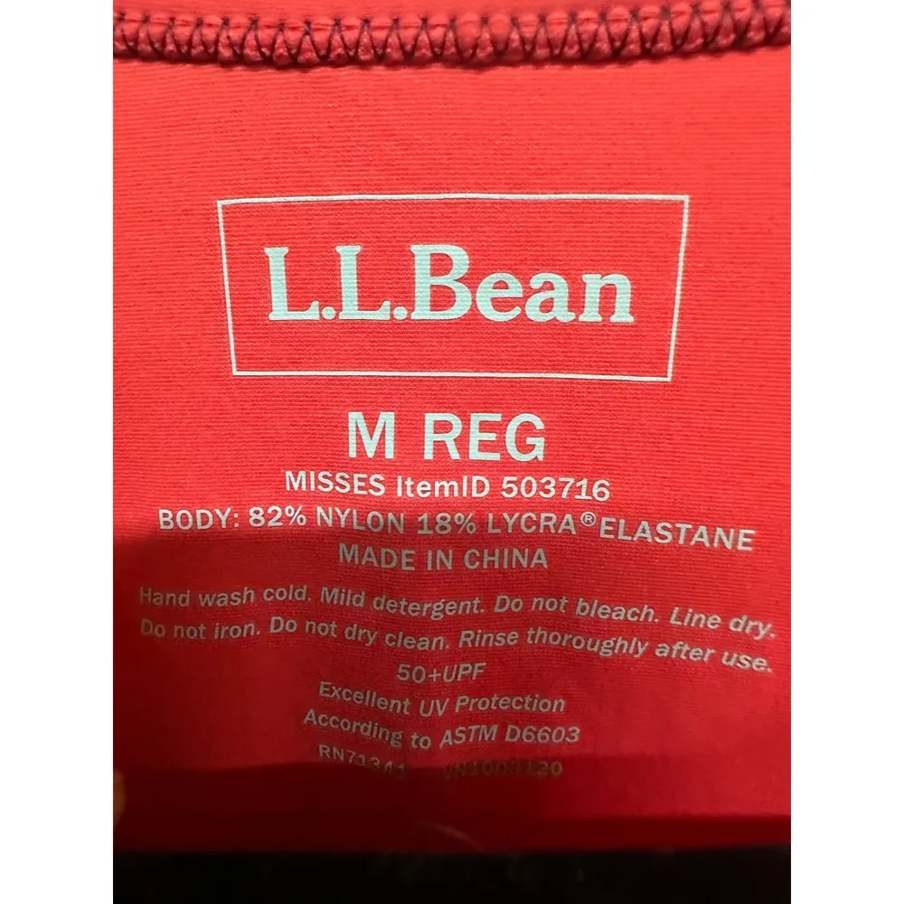 L.L. Bean Women's Rash Guard Coral Size Medium Swimsuit Top Beach Wear - Image 4