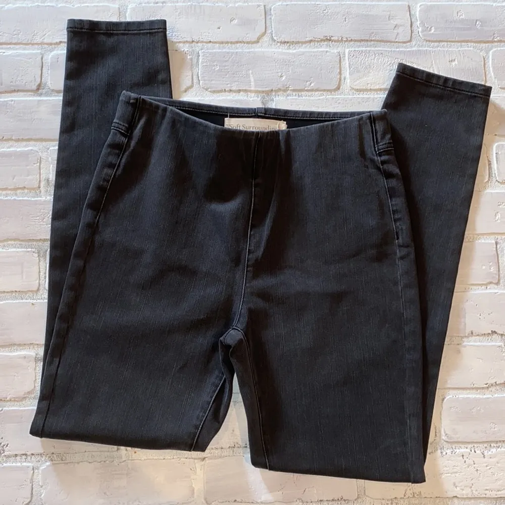 Soft Surroundings the ultimate denim pull on skinny Jean in faded black - Image 3